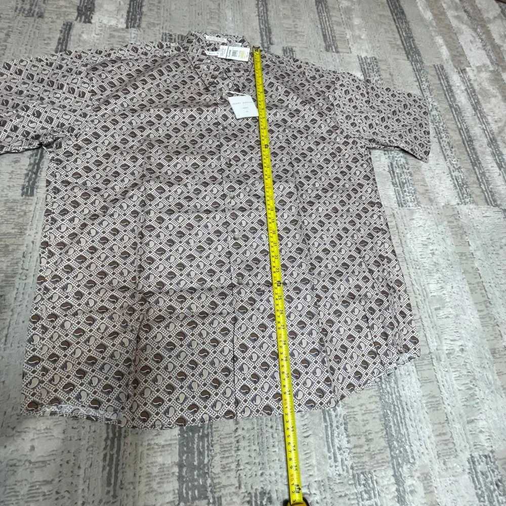 NEW Vintage Henry Grethel Mens XL Short‎ Sleeve Shirt Paisley Geometric Brown